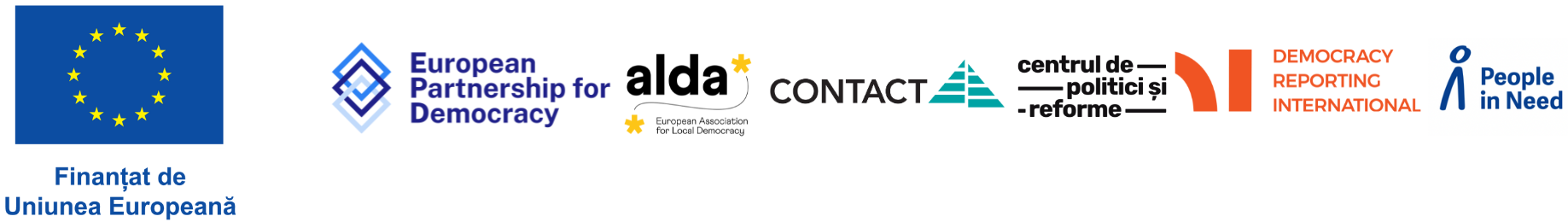 INSPIRĂ Moldova: Finanțat de Uniunea Europeană, European Partnership for Democracy, ALDA, CONTACT, Centrul de Politici și Reforme, Democracy Reporting International, People in Need